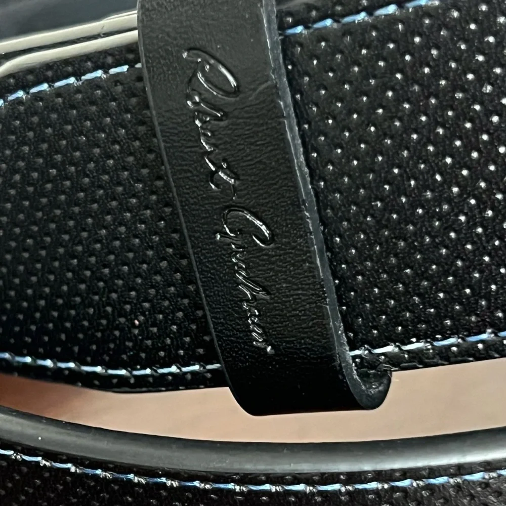Robert Graham Men's Designer Leather Belt blue stitching silver buckle